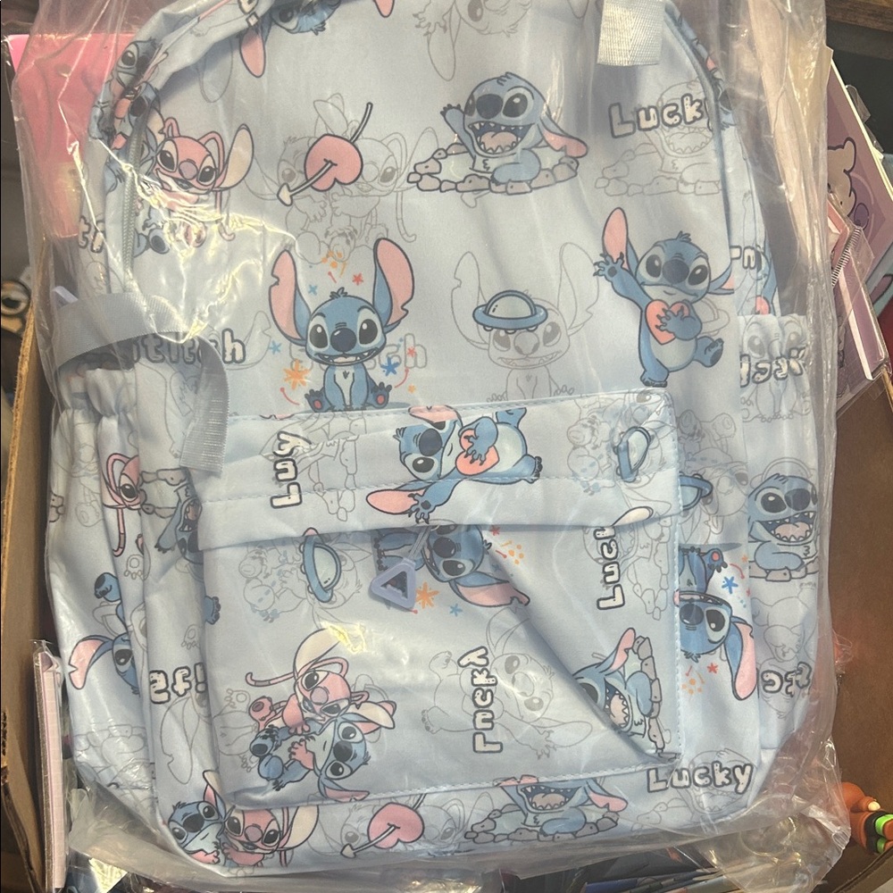 Stitch Backpack - Light Blue Character Print
